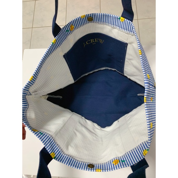 J. Crew LEMON STRIPES Everyday Canvas Tote Bag - Picture 7 of 7